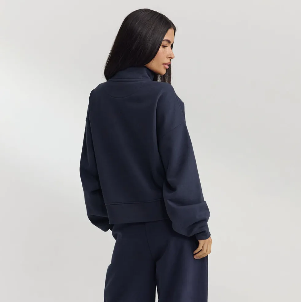Pull avec Quart de Zip - Bleu Foncé