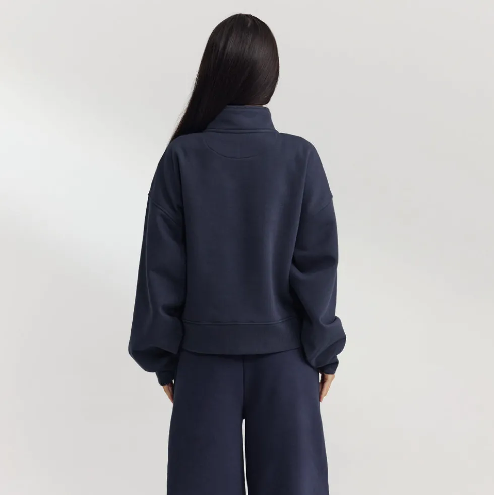 Pull avec Quart de Zip - Bleu Foncé