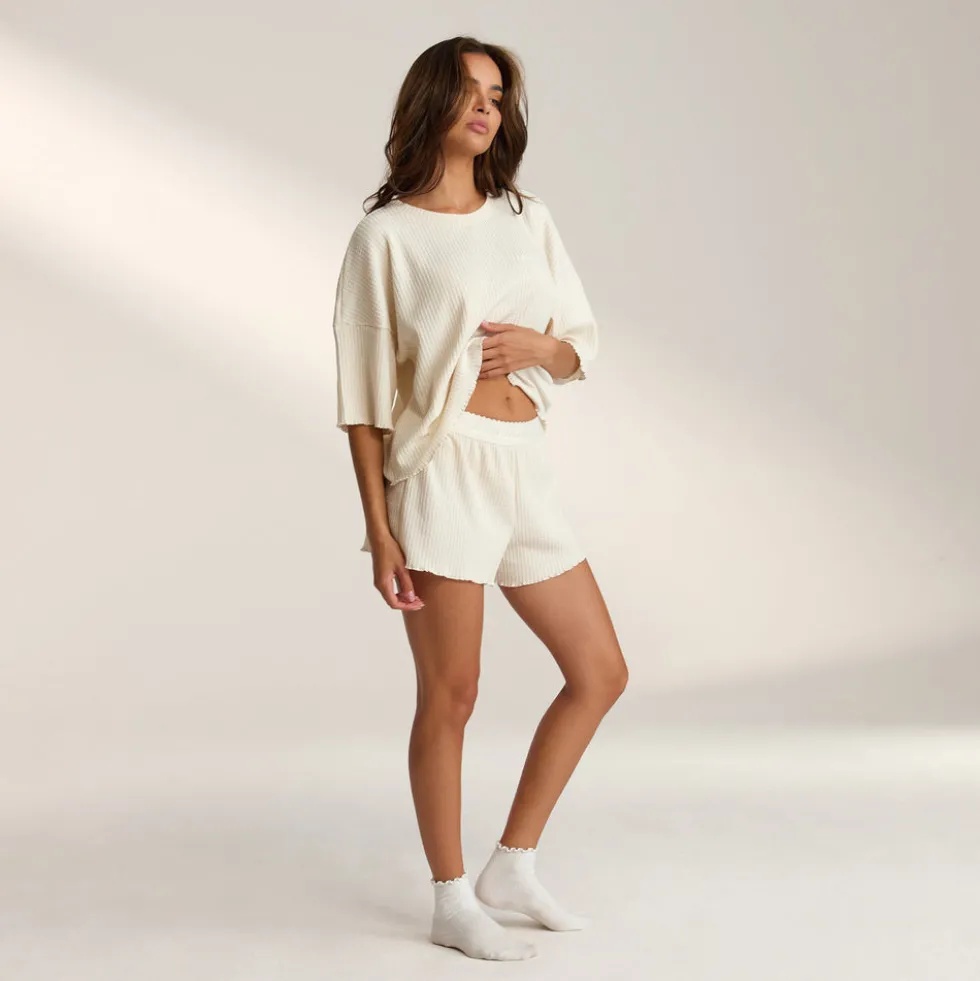 Short de Pyjama Soft Waffle - Cream