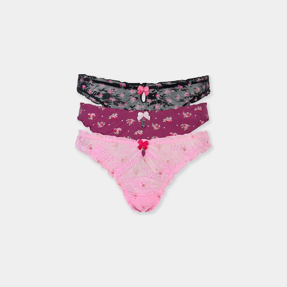 Strings Imprimés (Pack de 3) - Imprimé Rose